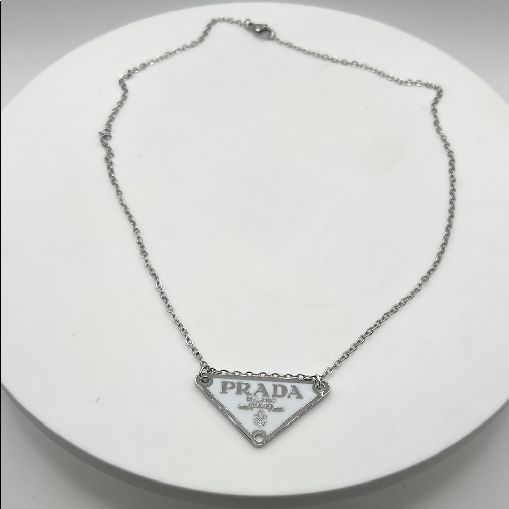 826. White and Silver Logo Necklace